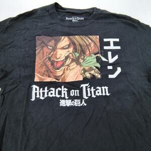 Attack on Titan Season 2 Short Sleeve Graphic Crew Neck Shirt Mens Size M Black